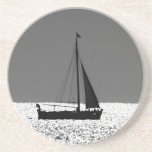 Sailboat at Sparkling Sea Sandstone Coaster