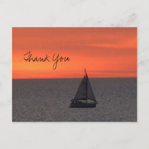 Sailboat at Sparkling Sea Thank You Postcard