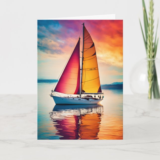 Sailboat at Sunset Father's Day Card (Front)