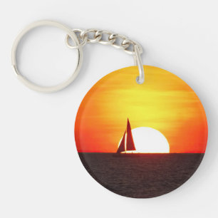 Sailboat at Sunset Key Ring