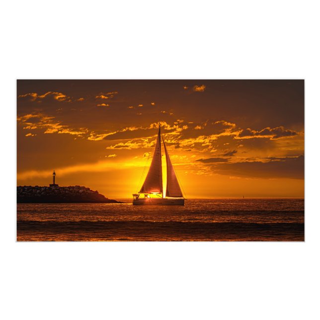 Sailboat at Sunset - Marina Del Rey, CA Photo Print (Front)