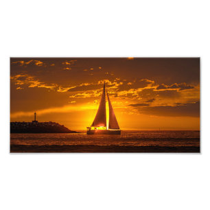 Sailboat at Sunset - Marina Del Rey, CA Photo Print