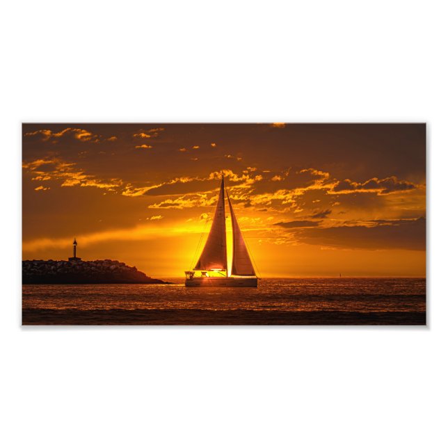 Sailboat at Sunset - Marina Del Rey, CA Photo Print (Front)