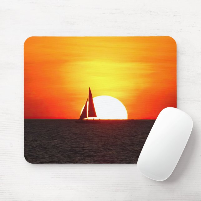 Sailboat at Sunset Mouse Mat (With Mouse)