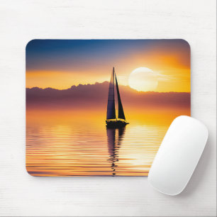 Sailboat At Sunset Mouse Mat