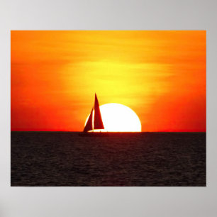 Sailboat at Sunset Poster