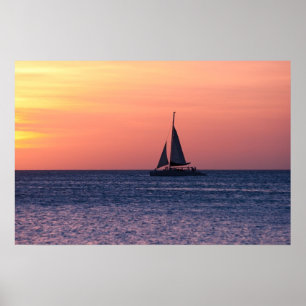 Sailboat at sunset poster