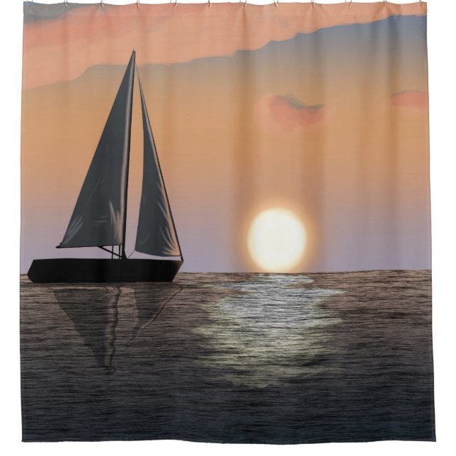 Sailboat at Sunset Shower Curtain (Front)