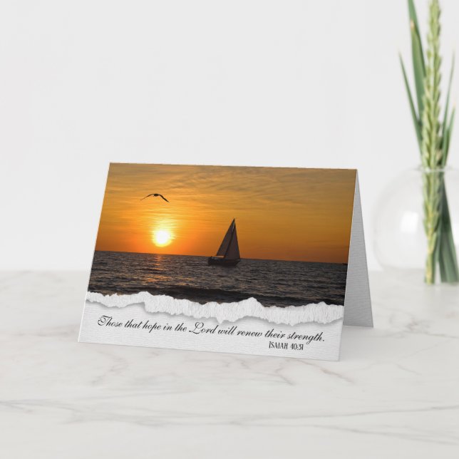 Sailboat At Sunset Sympathy Card (Front)