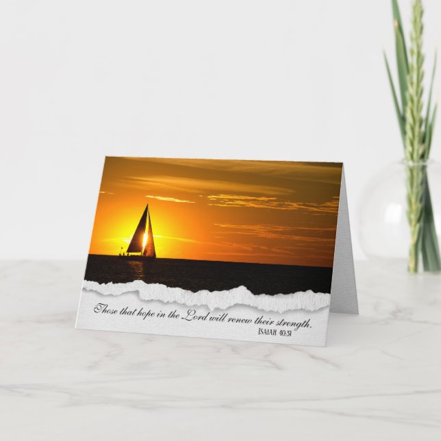 Sailboat At Sunset Sympathy Card (Front)