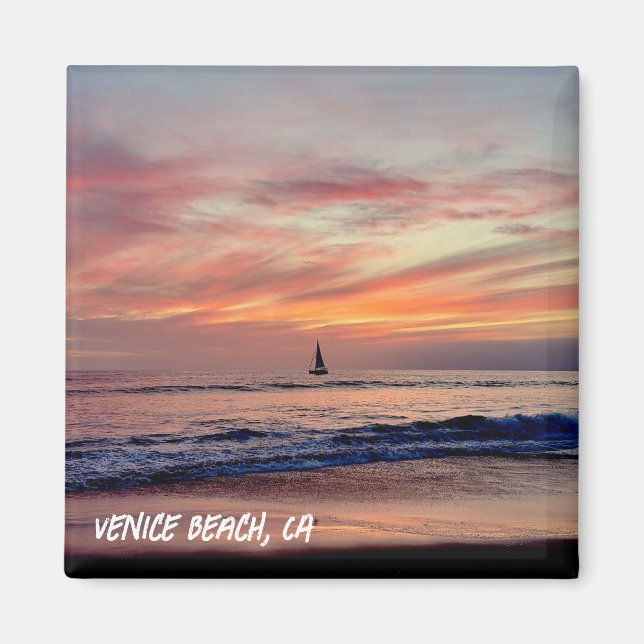 Sailboat at Sunset - Venice Beach, CA  Magnet (Front)