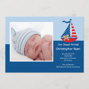 SAILBOAT Baby Boy Photo Announcement