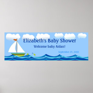 Sailboat Baby Shower Banner Poster