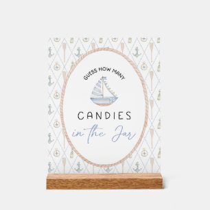Sailboat Baby Shower Games - Candy Jar Guessing  Acrylic Sign