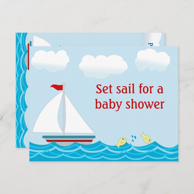 Sailboat Baby Shower Invitation (Front/Back)