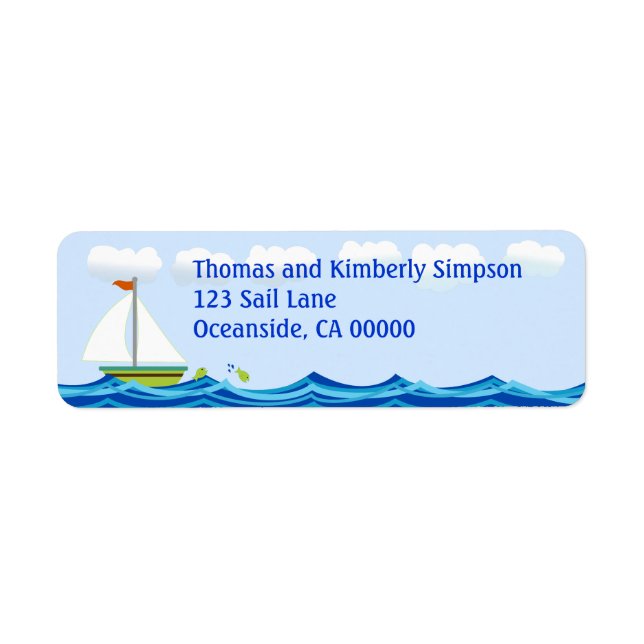 Sailboat Baby Shower Return Address Label (Front)