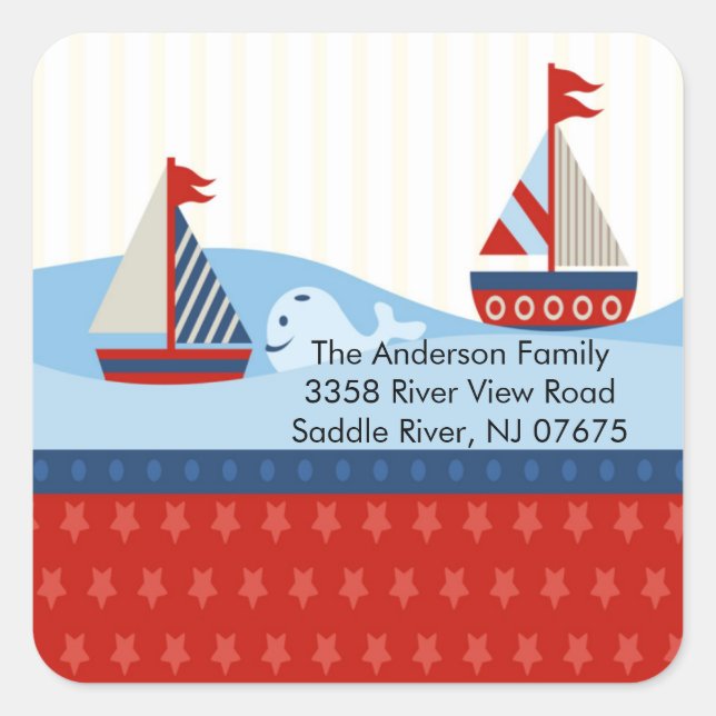 Sailboat Baby Shower Square Sticker (Front)