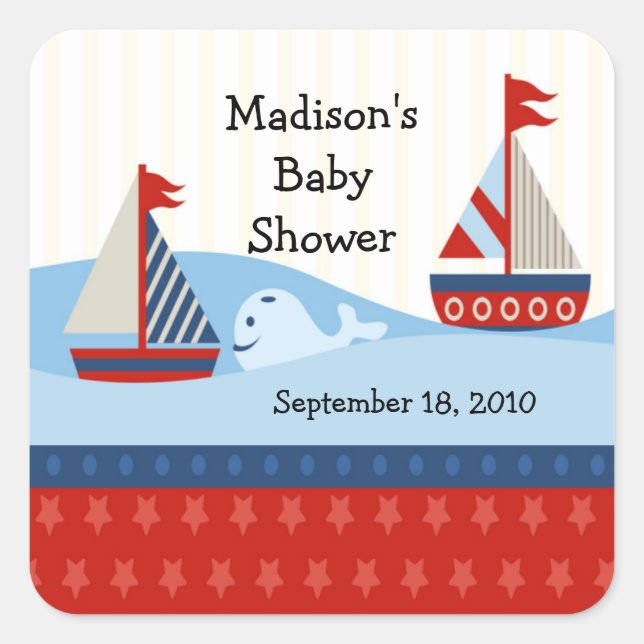 Sailboat Baby Shower Square Sticker! Square Sticker (Front)