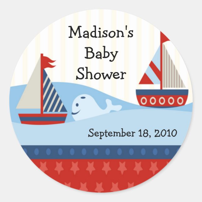 Sailboat Baby Shower Sticker (Front)