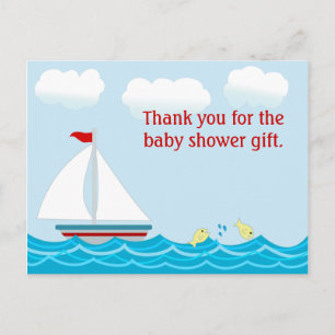 Sailboat Baby Shower Thank You Postcard