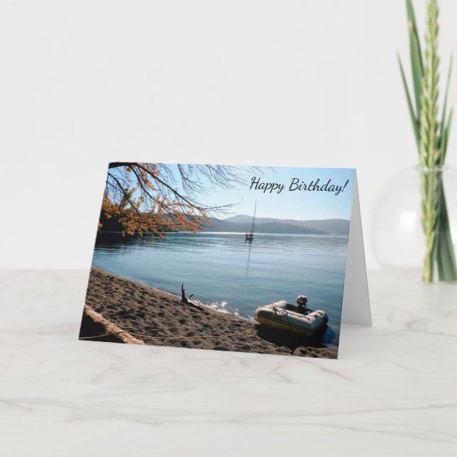 Sailboat Beach Happy Birthday Card (Front)