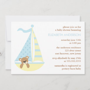 Sailboat Bear Baby Shower Invitation