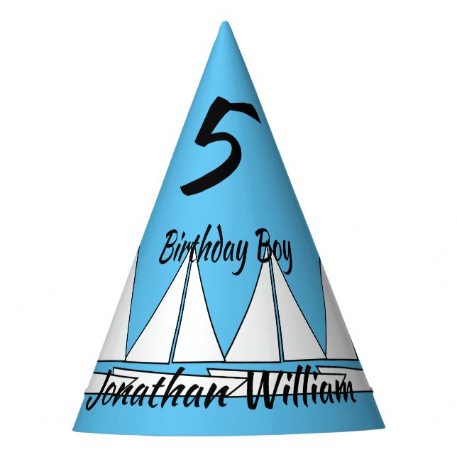Sailboat Birthday Guest of Honour Party Hat (Front)