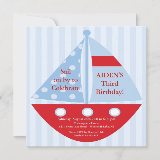 Sailboat Birthday Invitation (Front)