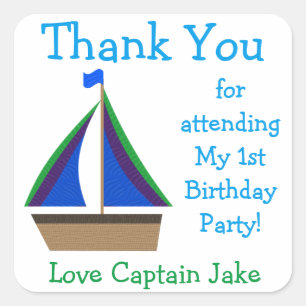 Sailboat Birthday Party Favour Stickers