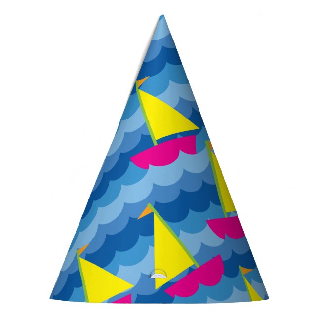 Sailboat Birthday Party Party Hat (Left)