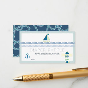Sailboat Blue Baby Shower DIaper Raffle Ticket Enclosure Card