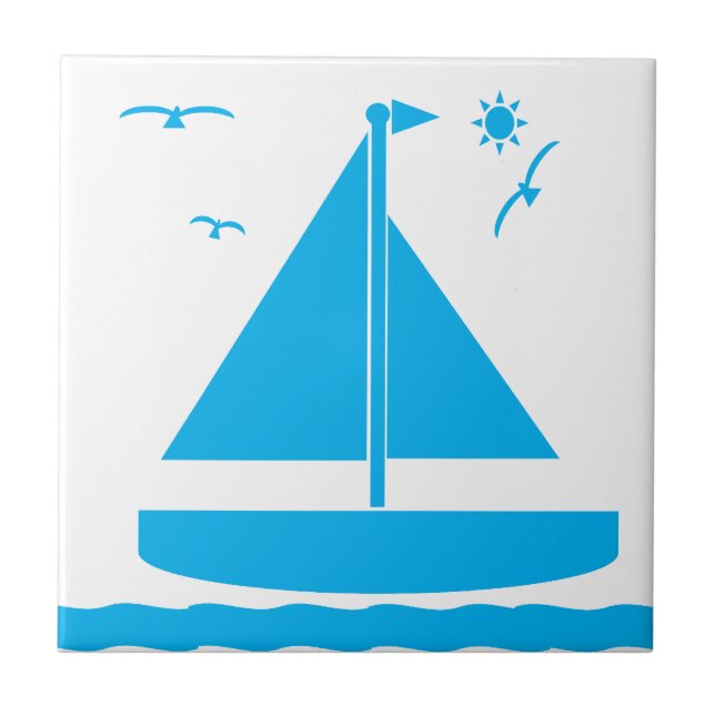Sailboat Blue Tile (Front)
