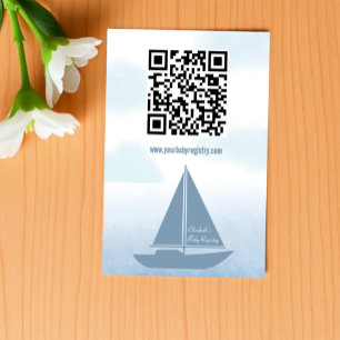 Sailboat Blue Watercolor Boy Baby Shower Registry Enclosure Card