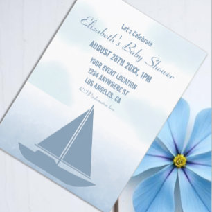 Sailboat Blue Watercolor Invitation