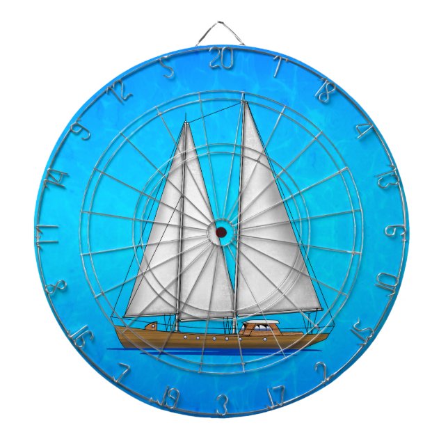 Sailboat Blue Waters Dartboard (Front)