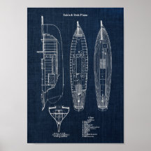 Sailboat Blueprint no. 2 Nautical Wall Decor