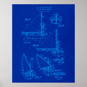 Sailboat Blueprint no. 4 Nautical Themed Poster