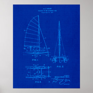 Sailboat Blueprint no. 6 Coastal Themed Art Poster