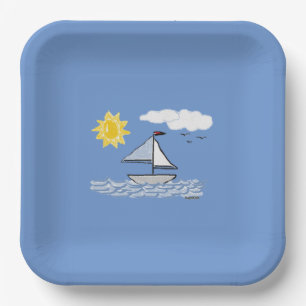 Sailboat Boat Boats Sailing Sailboats  Paper Plate