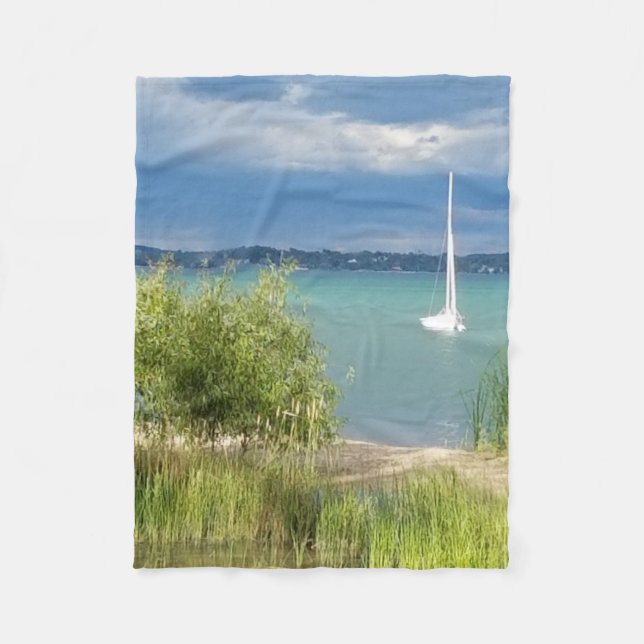Sailboat by the Sea Fleece Blanket (Front)