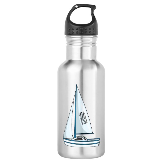 Sailboat cartoon illustration 532 ml water bottle (Front)
