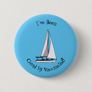 Sailboat cartoon illustration 6 cm round badge