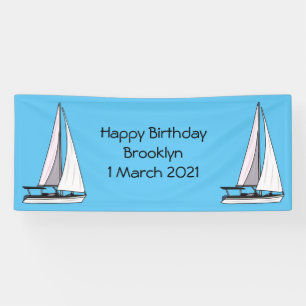 Sailboat cartoon illustration banner