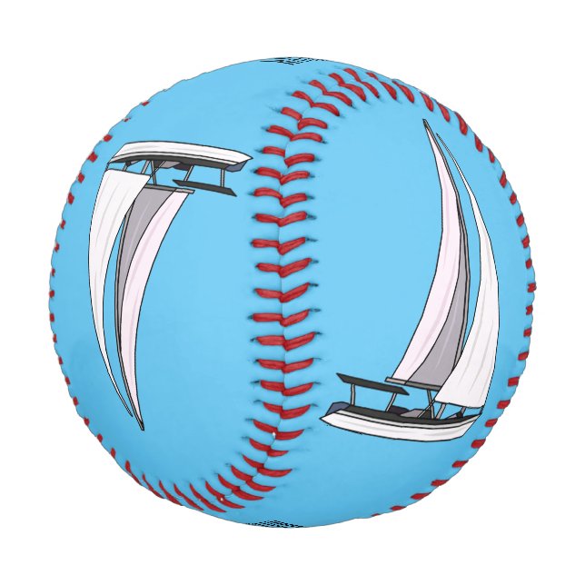 Sailboat cartoon illustration baseball (Angled)