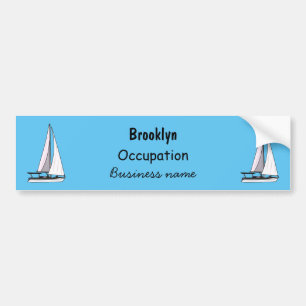 Sailboat cartoon illustration bumper sticker