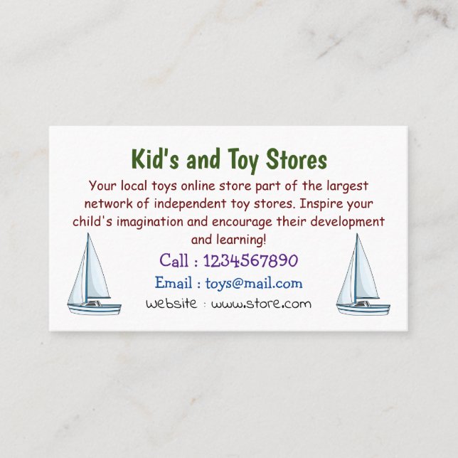 Sailboat cartoon illustration business card (Front)