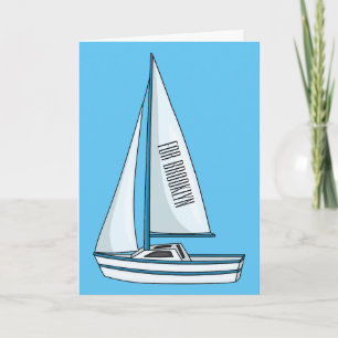 Sailboat cartoon illustration card