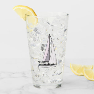 Sailboat cartoon illustration glass