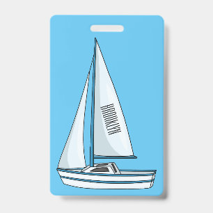 Sailboat cartoon illustration ID badge