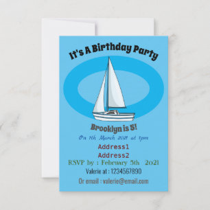 Sailboat cartoon illustration invitation